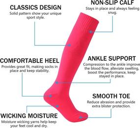 img 2 attached to 🧦 Soccer Socks, HAPYCEO Unisex Long Tube Solid Team Sports Football Baseball Athletic Over Calf Socks - Available in 2, 6, or 12 Pairs