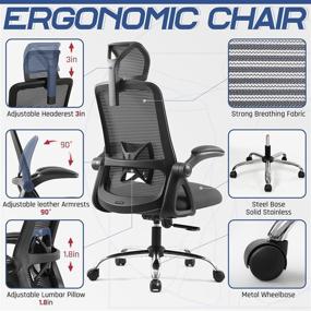 img 3 attached to Ergonomic Office Chair High Wheels