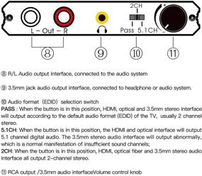 img 1 attached to 🔌 Экстрактор и сплиттер аудио HDMI 4K@60Гц | Конвертер HDMI 2.0b с HDMI на HDMI + оптический Toslink SPDIF + 3,5 мм стерео аудио | Регулировка аналоговой громкости вывода с помощью ручки | Совместим с PS5/4/3/проигрывателем Blu-ray