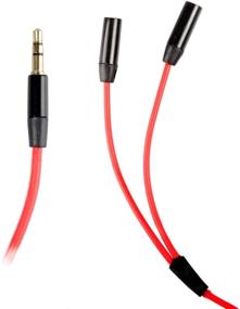 img 1 attached to 🎧 Conwork 2-Pack Красный аудио кабель-разветвитель на 3,5 мм разъем для наушников - мужской разъем на два женских.