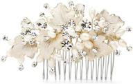 elegant mariell couture bridal hair comb: hand-painted gold leaves, pearls, and crystals logo