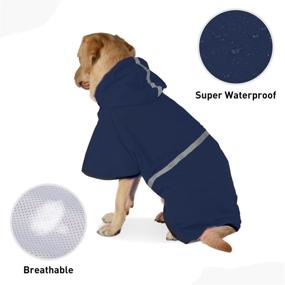 img 3 attached to Waterproof Dog Raincoat with Adjustable Belly Strap, Leash Hole Hooded Slicker - Lightweight 🐶 Breathable Rain Poncho for Small, Medium, Large Dogs and Puppies - Easy-to-Wear Reflective Outdoor Gear