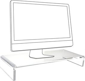 img 4 attached to 🖥️ Mammoth High-Quality Clear Acrylic Monitor Stand - Computer Monitor Riser Stand, Desk Shelf Organizer for Home and Office - 20&#34; Wide Base with 50LBs Load Capacity - Ideal for iMac, Mini Mac, and Keyboard