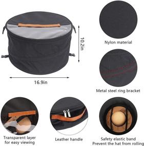 img 3 attached to 🧢 Convenient Foldable Round Hat Storage Box: Large Pop-Up Hat Storage Bag for Women and Men, Ideal Decorative Closet Organizer, Suitable for Various Hat Types - 17 Inch, Black