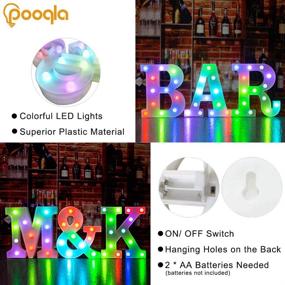 img 1 attached to Pooqla Colorful LED Marquee Letter Lights with Remote – Light Up Marquee Signs – Party Bar Letters Decorations for Home - Multicolor A