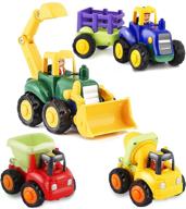 🚚 histoye toddler toy cars trucks: friction powered construction toys set for 1 2 3+ year old boys and girls - dump truck, tractor, bulldozer, cement mixer truck - preschool gifts! logo