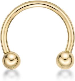 img 4 attached to 🔥 Stylish and Durable 16 Gauge Circular Barbells Horseshoe Eyebrow Ring in 14k Yellow Gold - Lavari Jewelers