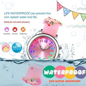 img 2 attached to 🌈 Waterproof Kids' 3D Cute Cartoon Analog Wrist Watch with Color Lights Flashing - Ideal Time Teacher for Little Children (3-10 Year) - Girls & Boys Toddler Watch