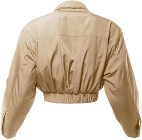 img 2 attached to Quilted Padding Bomber Jacket for Women with Cropped Front and Two Pockets