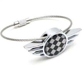 img 2 attached to iJDMTOY Chrome Polished Alloy Metal Checkered Wing Shape Keychain for Mini Cooper R50 R52 R53 R54 R56 R57 R58 R59 R60 R61 F54 F56 F60, etc - Black/White
