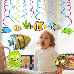 img 2 attached to 🐠 Vibrant 72-Piece Tropical Fish Party Decorations: Under the Sea Supplies for a Happy Birthday Bash! From Hanging Swirls to Ocean-Themed Balloons, Cupcake Toppers & More, Perfect for Boys' Ocean Theme Birthday Celebration!