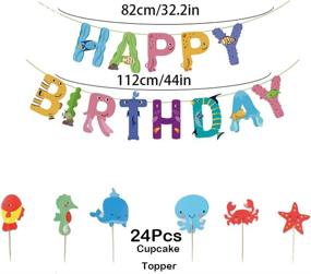 img 1 attached to 🐠 Vibrant 72-Piece Tropical Fish Party Decorations: Under the Sea Supplies for a Happy Birthday Bash! From Hanging Swirls to Ocean-Themed Balloons, Cupcake Toppers & More, Perfect for Boys' Ocean Theme Birthday Celebration!