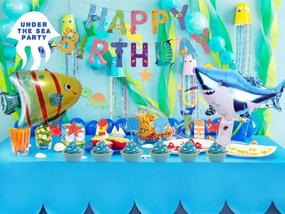 img 3 attached to 🐠 Vibrant 72-Piece Tropical Fish Party Decorations: Under the Sea Supplies for a Happy Birthday Bash! From Hanging Swirls to Ocean-Themed Balloons, Cupcake Toppers & More, Perfect for Boys' Ocean Theme Birthday Celebration!