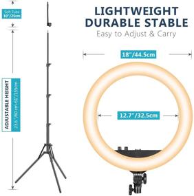 img 2 attached to Светильник-кольцо Neewer диаметром 18 дюймов с подставкой и беспроводным пультом дистанционного управления, макияжный светильник мощностью 55 Вт 3200K-5500K для влогов, селфи и видеосъемки, поддержка USB зарядки.