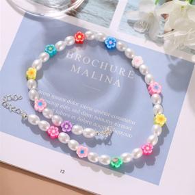 img 1 attached to 🌈 Y2K Necklace for Women: Smiley Face, Flower, Pearl Choker – Trendy Preppy Jewelry with Yin Yang, Fruit, Animal Indie Necklaces; Dainty Friendship Handmade Bead Cute Assorted Rainbow Necklace for Teen Girls, Trendy Beach Colorful Jewelry