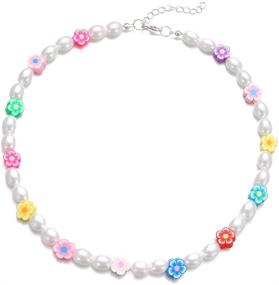 img 4 attached to 🌈 Y2K Necklace for Women: Smiley Face, Flower, Pearl Choker – Trendy Preppy Jewelry with Yin Yang, Fruit, Animal Indie Necklaces; Dainty Friendship Handmade Bead Cute Assorted Rainbow Necklace for Teen Girls, Trendy Beach Colorful Jewelry