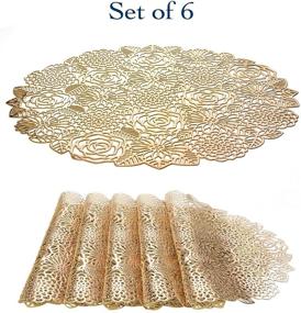 img 3 attached to 🍽️ VUDECO Round Gold Placemats Set: Elegant Fancy Chargers for Dining Table, Weddings & Holidays - 6 Decorative Place Mats with Vinyl Protection