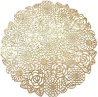 🍽️ vudeco round gold placemats set: elegant fancy chargers for dining table, weddings & holidays - 6 decorative place mats with vinyl protection logo