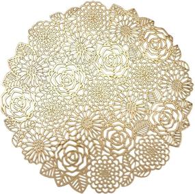 img 4 attached to 🍽️ VUDECO Round Gold Placemats Set: Elegant Fancy Chargers for Dining Table, Weddings & Holidays - 6 Decorative Place Mats with Vinyl Protection