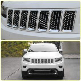 img 1 attached to 🔶 JeCar ABS Mesh Honeycomb Chrome Grille Inserts Clip-on Trim Kit for 2014-2016 Jeep Grand Cherokee