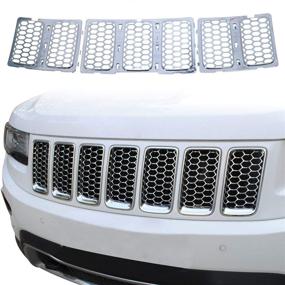 img 4 attached to 🔶 JeCar ABS Mesh Honeycomb Chrome Grille Inserts Clip-on Trim Kit for 2014-2016 Jeep Grand Cherokee