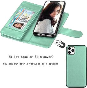 img 1 attached to 📱 Njjex Wallet Case for iPhone 11 PRO Max 2019: Stylish Mint PU Leather Flip Cover with 9 Card Slots, Detachable Kickstand, and Lanyard