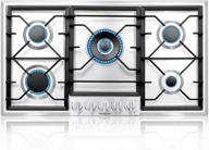 🔥 thermomate 36 inch gas cooktop: built-in rangetop with high efficiency burners, stainless steel gas stove top - ng/lpg convertible, thermocouple protection, 120v ac logo