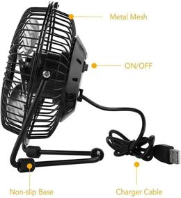 img 3 attached to 💨 Cimostar Mini USB Desk Cooler Fan – Metal Design, Powerful Air Flow, Whisper-quiet Operation, Black