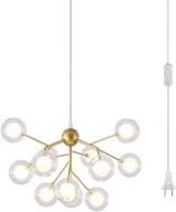 💡 dellemade plug-in sputnik chandelier dd00134b - 12-light pendant light with 16ft cord, bulbs included, black (gold) логотип