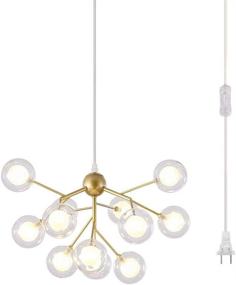 img 4 attached to 💡 Dellemade Plug-in Sputnik Chandelier DD00134B - 12-Light Pendant Light with 16ft Cord, Bulbs Included, Black (Gold)