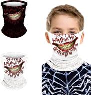 2-pack children's neck gaiters bandanas with ear loops - face 🧒 mouth cover for sun, dust, and wind protection - boys and girls logo