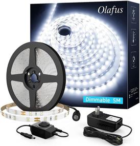 img 4 attached to Olafus 16.4ft Dimmable White LED Strip Lights: Perfect for Bedroom Mirror, Kitchen Wardrobe & More - 300 LEDs, 6000k Cool White Daylight Brightness!