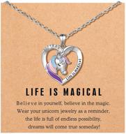 🦄 magical unicorn necklace for little girls - heart pendant unicorn jewelry, ideal birthday and christmas gifts for girls, granddaughter, and daughter logo