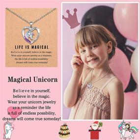 img 3 attached to 🦄 Magical Unicorn Necklace for Little Girls - Heart Pendant Unicorn Jewelry, Ideal Birthday and Christmas Gifts for Girls, Granddaughter, and Daughter