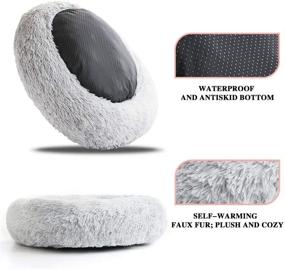 img 2 attached to 🐾 Cozy Plush Round Pet Bed for Small Dogs and Cats - Self-Warming, Anti-Slip Bottom - SunStyle Cat Bed for Indoor Sleeping in Autumn and Winter