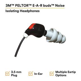 img 3 attached to 🎧 3M PELTOR E-A-R buds Noise Isolating Headphones EARbud2600N,Black: Enhanced Audio Experience in Stylish Black Design