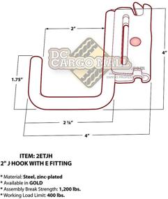 img 3 attached to 🧰 DC Cargo Mall E-Track Стальные крючки J с пружинным креплением - 2 дюйма, многофункциональные аксессуары для крепления грузов для вешалок, полочных кронштейнов, опорных балок, трейлеров, грузовиков, пикапов, фургонов.