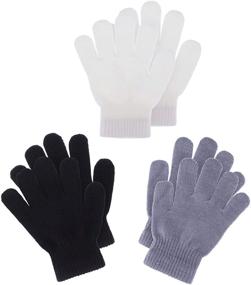 img 4 attached to 🧤 Boao Kids Winter Knitted Gloves: Full Finger Mittens for Little Boys and Girls (3 Pairs)