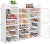 36-pair portable shoe rack organizer by maginels - diy plastic shoe storage shelf for entryway with transparent doors, white shoe cabinet for better organization логотип