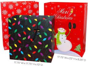 img 1 attached to 🎁 12 Pcs Premium Quality Assorted Sizes Christmas Gift Bags with Tissue Paper - Gift Bag Assortment Includes 3 Extra Large, 3 Large, 2 Medium, 2 Small, and 2 Bottle Bags - Ideal for Gifting on Christmas