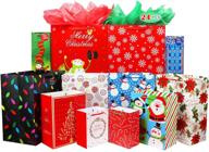 🎁 12 pcs premium quality assorted sizes christmas gift bags with tissue paper - gift bag assortment includes 3 extra large, 3 large, 2 medium, 2 small, and 2 bottle bags - ideal for gifting on christmas logo