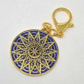 img 3 attached to Blue 28 Hums Tibetan Wheel Keychain for Good Health and Protection - W4263