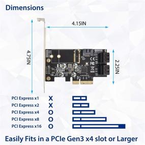 img 2 attached to 🔌 IO CREST Внутренняя 5-портовая контроллерная карта Non-Raid SATA III 6GB/S для настольного ПК с поддержкой SSD и HDD, PCIe X4, низкопрофильная кронштейн, чипсет JMB585 - SI-PEX40139