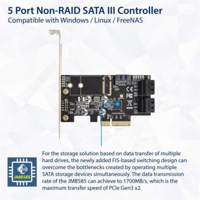 img 1 attached to 🔌 IO CREST Внутренняя 5-портовая контроллерная карта Non-Raid SATA III 6GB/S для настольного ПК с поддержкой SSD и HDD, PCIe X4, низкопрофильная кронштейн, чипсет JMB585 - SI-PEX40139