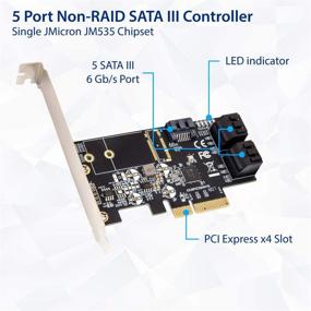 img 3 attached to 🔌 IO CREST Внутренняя 5-портовая контроллерная карта Non-Raid SATA III 6GB/S для настольного ПК с поддержкой SSD и HDD, PCIe X4, низкопрофильная кронштейн, чипсет JMB585 - SI-PEX40139