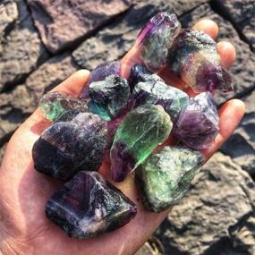 img 4 attached to 🔮 Simurg Raw Fluorite Stone 1lb: A-Grade Rainbow Fluorite Rough Crystal - Ideal for Cabbing, Tumbling, Cutting, Lapidary, and Reiki Healing