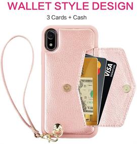 img 1 attached to 📱 ZVE Crossbody Wallet Case for Apple iPhone XR 6.1 inch - Rose Gold, Adjustable Chain, Card Slots, Handbag Purse, Wrist Strap Case