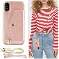 📱 zve crossbody wallet case for apple iphone xr 6.1 inch - rose gold, adjustable chain, card slots, handbag purse, wrist strap case logo