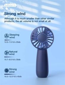 img 1 attached to ✋ MISSUE Mini Handheld Fan, Portable Battery Operated Fan with Lanyard, Personal Pocket Fan with Large 3000mAh Rechargeable Battery, Extended 5-10 Hours Running Time, Navy Blue