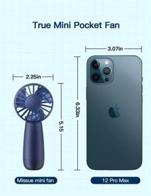 img 2 attached to ✋ MISSUE Mini Handheld Fan, Portable Battery Operated Fan with Lanyard, Personal Pocket Fan with Large 3000mAh Rechargeable Battery, Extended 5-10 Hours Running Time, Navy Blue